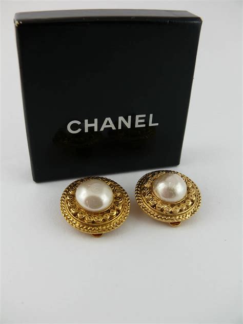 vintage chanel clip on earing|vintage faux chanel earrings.